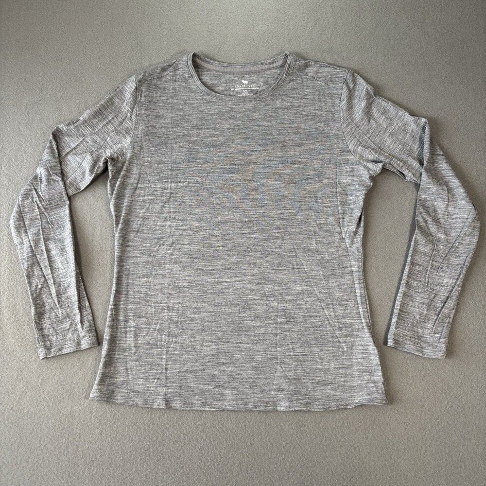 Segments Shirt Womens Large Gray 100% Merino Wool‎ Long Sleeve Base Layer Hiking